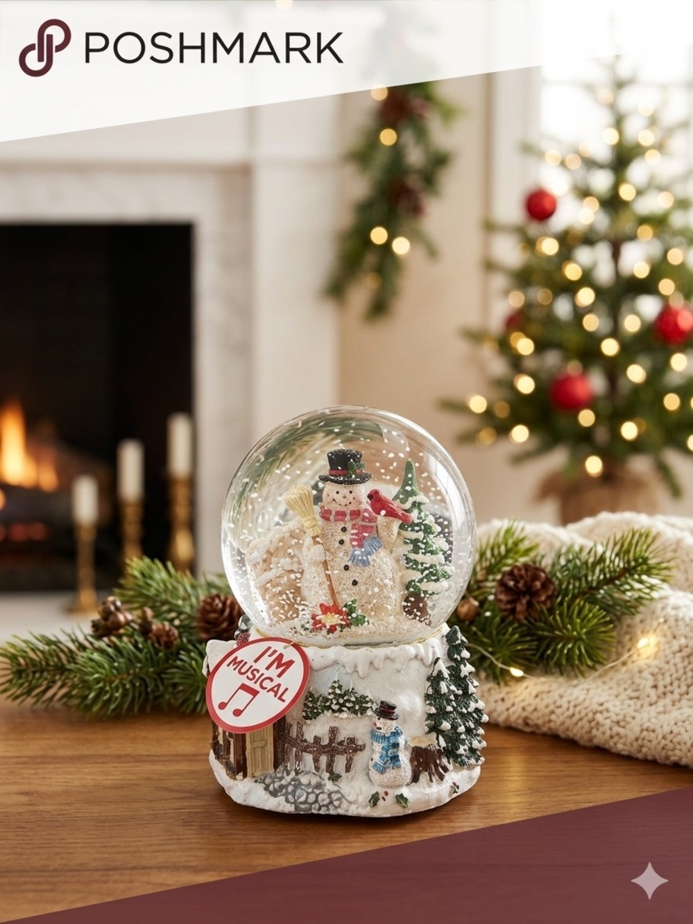 Musical Snow Globe with Snowman & Cardinal | Festive Christmas Holiday Decor